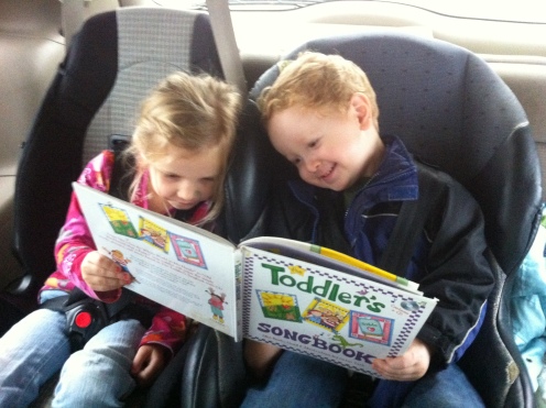 We enjoy singing along together to our Toddler's Songbook as we travel in the car.